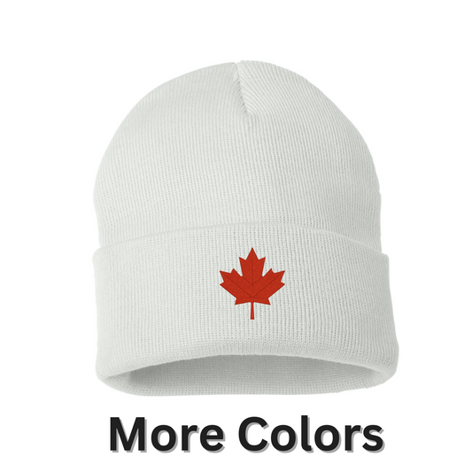 Maple Leaf Canada Toque, Embroidered Patriotic Canadian Beanie