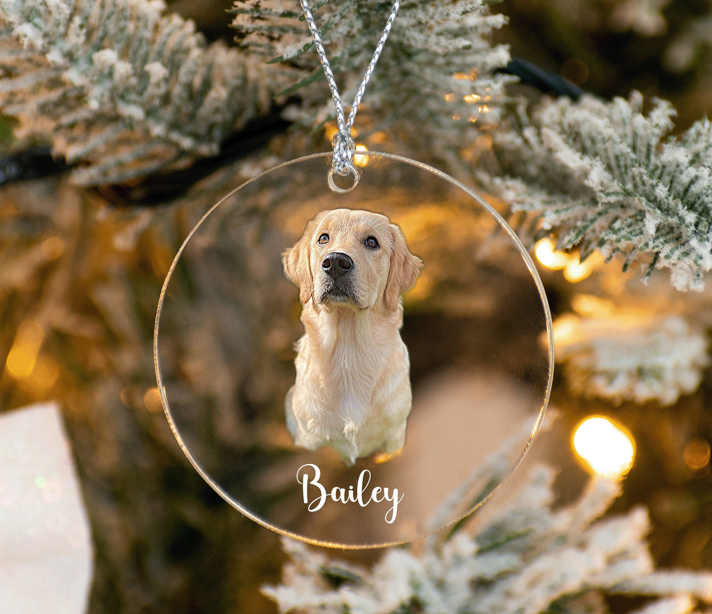 Customized Pet Ornament, Personalized Acrylic Dog Ornament, Dog Picture Ornament, Pet Owner Gift, Dog Name Ornament-[J-1-CIRCLR]