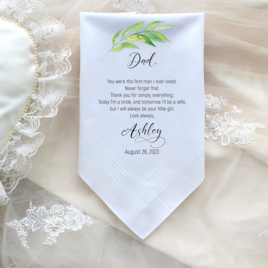 Father of the Bride Gift, Wedding handkerchief, hankie, -PRINTED personalized hankie-Dad Gift