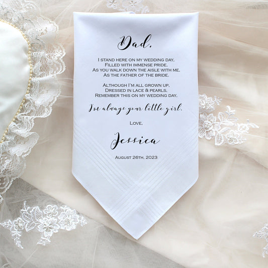 Father of the bride handkerchief Father of the Bride Gift father of the Groom gift Wedding Handkerchief PRINTED handkerchief-PadCop[38]