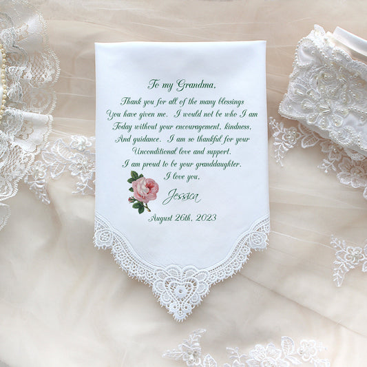 Grandma Handkerchief gift from the Bride-Weddings-CUSTOMIZED-Wedding Handkerchief-Grandmother Gift-Grandma Hankerchief-Bride Gift-FCAC[10]