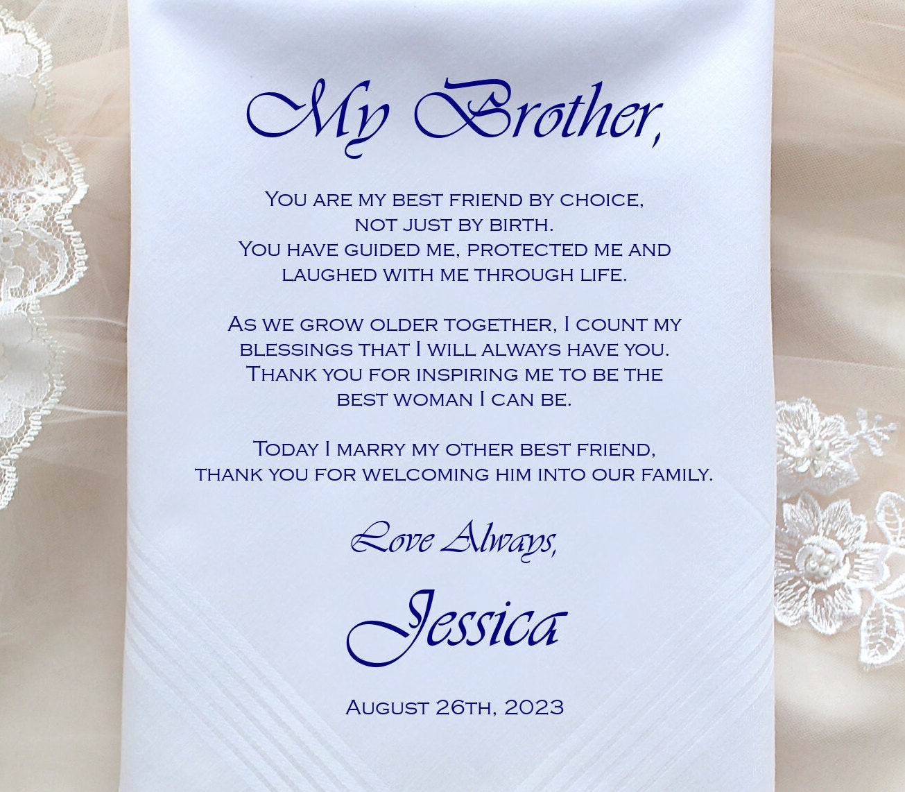 Brother of the Bride Gift, Brother of the bride handkerchief, Wedding Handkerchief PRINTED handkerchief. ViCop[177]