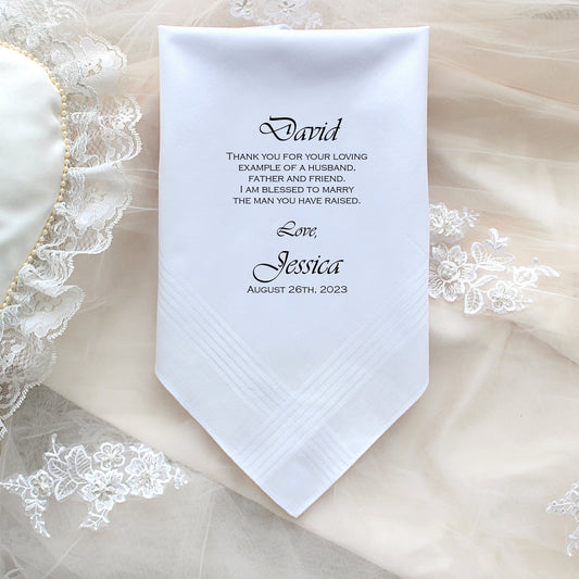 Father of the Groom handkerchief from Groom, Thank you for your loving, custom PRINTED wedding handkerchief, Personalized. FViCop[26]