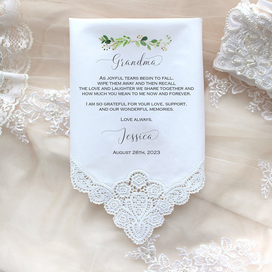 Grandmother Wedding gift, Wedding Handkerchief-PRINT-CUSTOMIZED, Grandma Gift, Gift for Grandma - LECp[G-95]