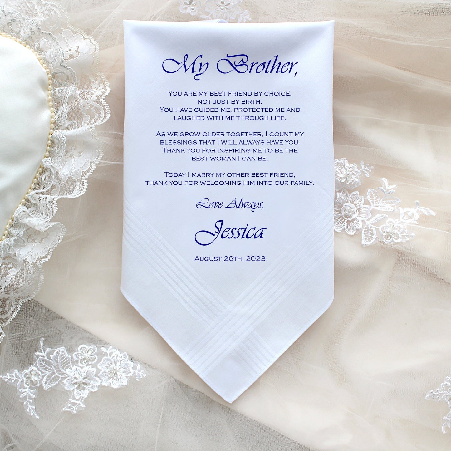 Brother of the Bride Gift, Brother of the bride handkerchief, Wedding Handkerchief PRINTED handkerchief. ViCop[177]