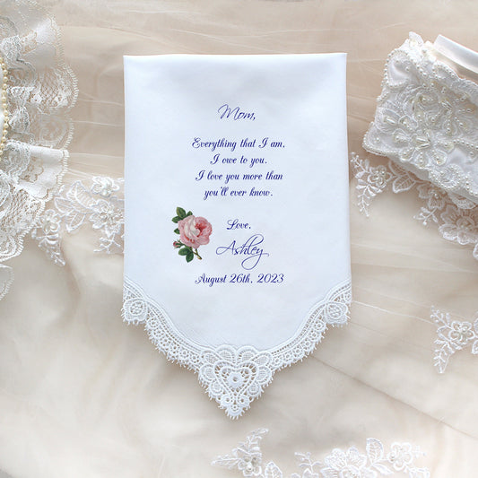 Mother of the Bride gift, PRINTED and Personalised Wedding Handkerchief, Mother of the Bride Handkerchief-FCAC[68]