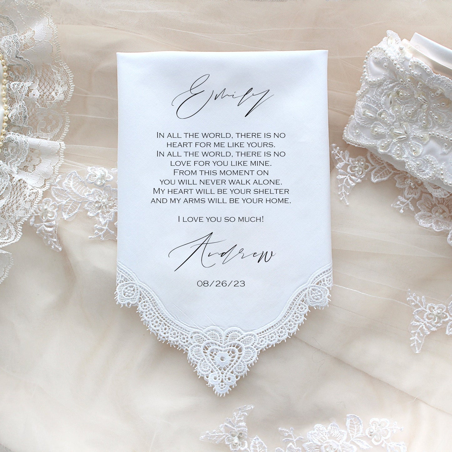 Wedding Gift for Bride from the Groom- Boho laced Wedding handkerchief Gift from the Groom to the Bride, Bridal gift