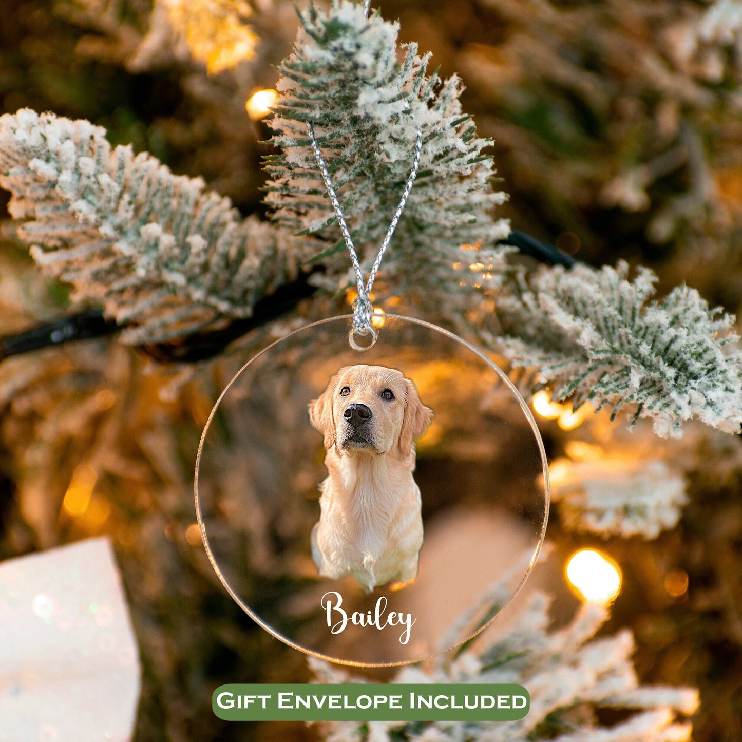 Personalized Pet Ornament, Custom Dog Christmas Ornament, Pet Ornament Using Photo, Cat Christmas Photo Ornament, Pet Portrait Name Gift