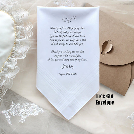 Father of the Bride handkerchief from the Bride, wedding handkerchief from daughter, Father of bride gift from bride, dad gift-CAC[27]