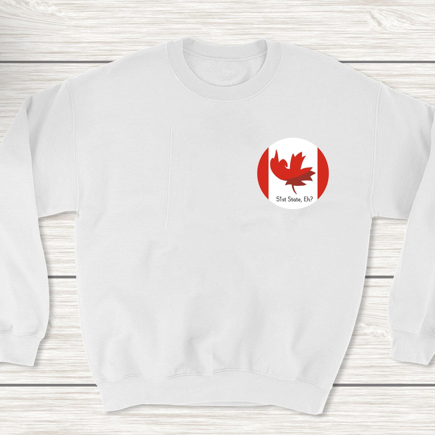 Never 51 Maple Leaf Flipping the Bird Sweatshirt, Front and Back Prints, Buy Canadian Merch