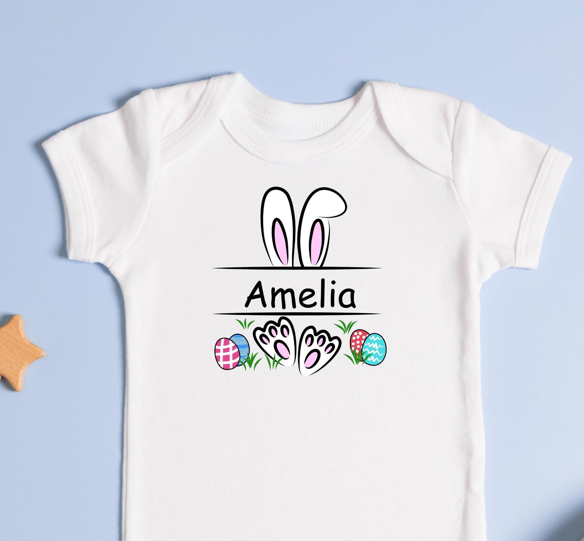 Easter Bunny baby bodysuit to celebrate baby&#39;s first easter egg hunt