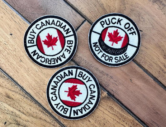 Buy Canadian Patch, Canada Patriot Embroidered Patch, Round 75mm (3&quot;) Patch, sew on or easy to iron on, Handmade Product of Canada